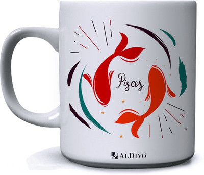 alDivo Printed Pisces Zoadic Sign Premium Quality Ceramic Coffee Mug(350 ml)