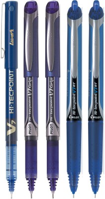 PILOT V7/V7 Grip/V7 RT (Blue - Set of 5) Roller Ball Pen(Pack of 5, Blue)