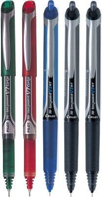 PILOT V7 Grip/V7 RT (Blue/Black/Red/Green - Set of 5) Roller Ball Pen(Pack of 5, Multicolor)