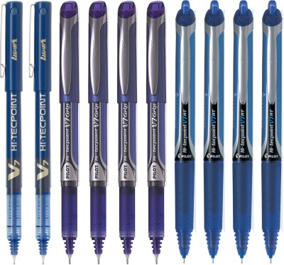 PILOT V7/V7 Grip/V7 RT (Blue - Set of 10) Roller Ball Pen(Pack of 10, Ink Color - Blue)