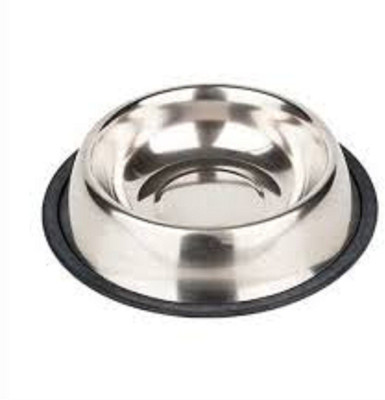 Hanu ROUND Steel Pet Bowl(400 ml Silver)