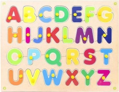 Sheny Wooden Jigsaw Puzzle Board for Kids - Alphabet (A to Z) Capital Letter - Learning & Educational Gift for Kids,Capital Letters ABCD English Alphabets Wooden Puzzle Board for Kids,Wooden Alphabet Small Letters Puzzles Toys for Children(28 Pieces)