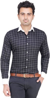 House Of Sensation Men Checkered Casual Dark Blue Shirt