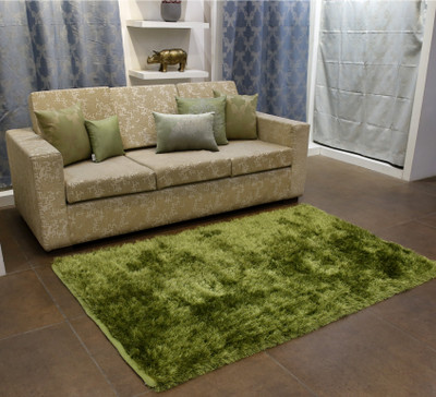 Home-The best is for you Green Polyester Carpet(5 ft,  X 7 ft, Rectangle)