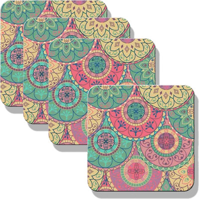 Clapcart Square Medium Density Fibreboard Coaster Set(Pack of 4)