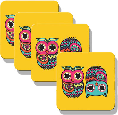 Clapcart Square Medium Density Fibreboard Coaster Set(Pack of 4)
