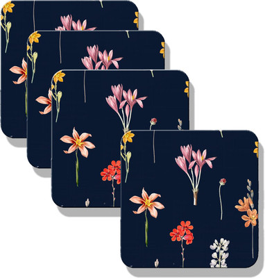 Clapcart Square Medium Density Fibreboard Coaster Set(Pack of 4)