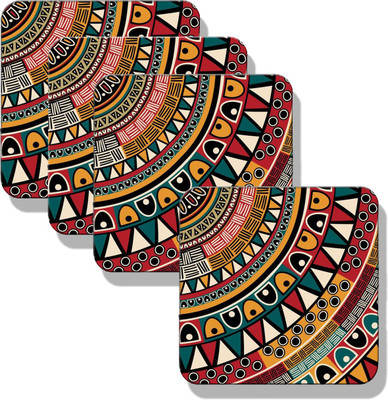 Clapcart Square Medium Density Fibreboard Coaster Set(Pack of 4)