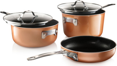 GOTHAM STEEL Induction Bottom Non-Stick Coated Cookware Set(Aluminium, 5 - Piece)