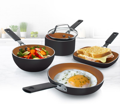 GOTHAM STEEL Induction Bottom Non-Stick Coated Cookware Set(Aluminium, 5 - Piece)