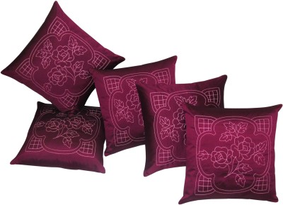 ZIKRAK EXIM Embroidered Cushions Cover(Pack of 5, 40 cm*40 cm, Lavender, Pink)