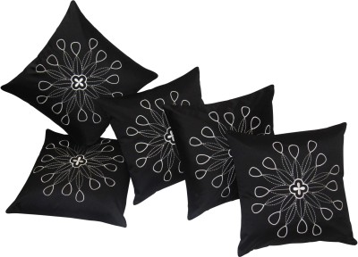 ZIKRAK EXIM Embroidered Cushions Cover(Pack of 5, 40 cm*40 cm, Black, White)
