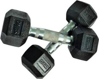 Kiraro Pair of 2.5kg*2pcs Fixed Weight Hexagonal Rubber Dumbbell (5kg) Fixed Weight Dumbbell(5 kg)