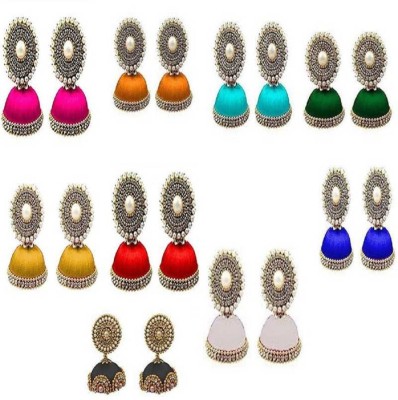 ambal silk thread earring Fabric Jhumki Earring