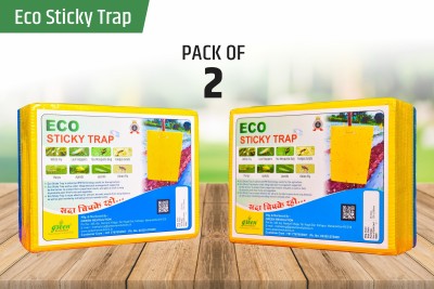 Green Revolution ECO Sticky Trap for Garden Farm Glue Trap Yellow sticky trap Fly trap for control Whitefly Thrips Aphids Jassids onion fly Leaf hopper fungus gnats and other flying insects Pack of 2 50 Pieces2 x 1 Units