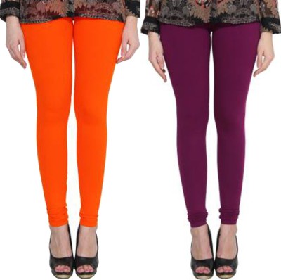 Clarita Churidar  Ethnic Wear Legging(Purple, Orange, Solid)