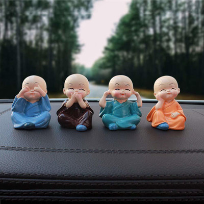 Craftomanic Little Baby Monk - Set of 4 Monk Set Cartoon Little Monk Set Decorative Showpiece  -  4 cm(Polyresin, Multicolor)