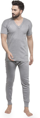 UZARUS Winterwear Mens Half Sleeves V Neck Vest and Trouser Innerwear Thermal Set Men Top - Pyjama Set Thermal
