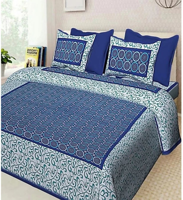 WAR TRADE 104 TC Cotton Double Jaipuri Prints Flat Bedsheet(Pack of 1, Multicolor)