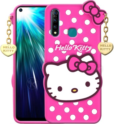 Kreatick Back Cover for Vivo Z1 Pro - Hello Kitty Case | 3D Cute Doll | Soft Girl Back Cover with Pendant(Pink, Flexible, Pack of: 1)