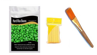 Miss Hot 12Pcs Facial Sponge+1Pcs Face Pack Brush+Green Wax Beans 100G(4 Items in the set)