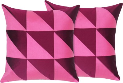 ZIKRAK EXIM Checkered Cushions Cover(Pack of 2, 40 cm*40 cm, Lavender, Pink)