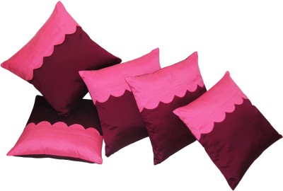 ZIKRAK EXIM Self Design Cushions Cover(Pack of 5, 40 cm*40 cm, Pink, Lavender)