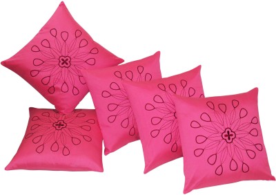 ZIKRAK EXIM Embroidered Cushions Cover(Pack of 5, 40 cm*40 cm, Pink, Lavender)