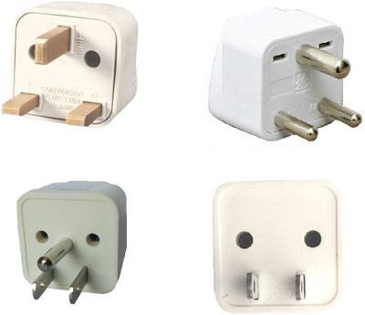 wroughton Universal Conversion Plug for UK USA EU AUS Traveller Plug Socket Worldwide Adapter, Convert UK/US/EU/AU to India Power Adaptor - Pack of 4 Three Pin Plug(White)
