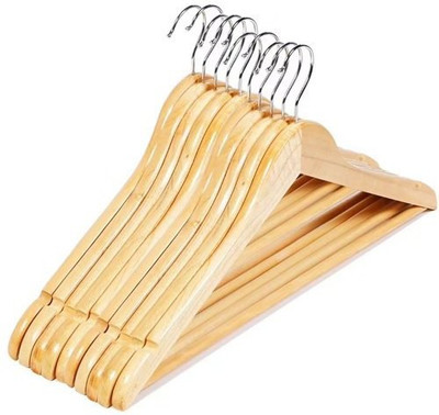 Ganpati Hangers Eco Friendly Solid Wooden Hanger Wooden Shirt Pack of 10 Hangers For  Shirt(Beige)