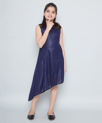 Tiny Toon Girls Midi/Knee Length Casual Dress (Dark Blue, Sleeveless)