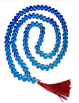 KanthiMala Firoza Crystal firoza Blue Agate Mala 8mm Sapphire Quartz Shani Gemstone Necklace 108+1 Beads For japa Wearing Men & Women Crystal Stone Necklace