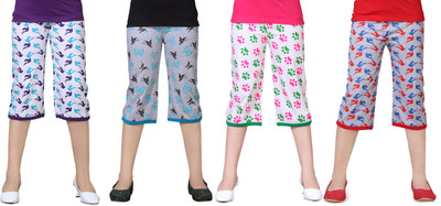 SINI MINI Capri For Girls Casual Printed Cotton Blend(Multicolor Pack of 1)