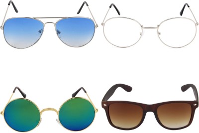 Rich Club Round, Aviator, Wayfarer Sunglasses(For Men & Women, Clear, Brown, Blue)