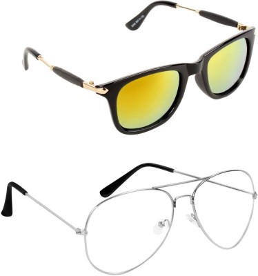 Rich Club Wayfarer, Aviator Sunglasses(For Men & Women, Yellow, Clear)