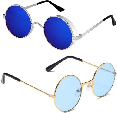 Rich Club Round Sunglasses(For Men & Women, Blue)