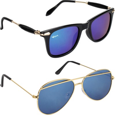 Rich Club Wayfarer, Aviator Sunglasses(For Men & Women, Blue, Blue)
