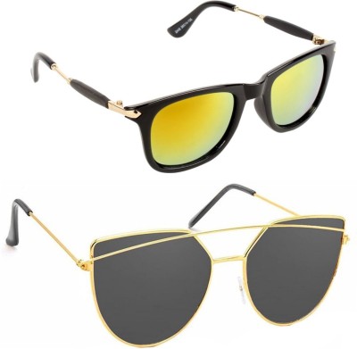 Rich Club Wayfarer Sunglasses(For Men & Women, Yellow, Grey)