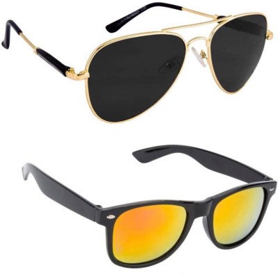 Rich Club Aviator Sunglasses(For Men & Women, Black, Yellow)