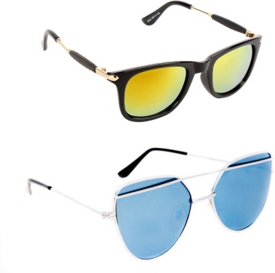 Rich Club Wayfarer Sunglasses(For Men & Women, Yellow, Blue)