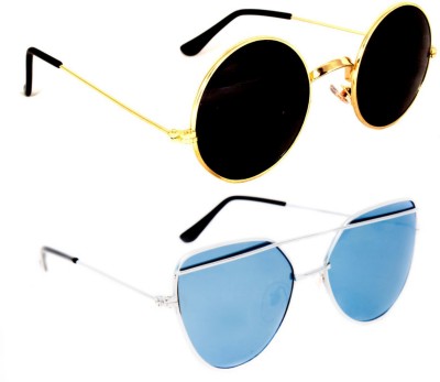 Rich Club Round Sunglasses(For Men & Women, Blue, Black)