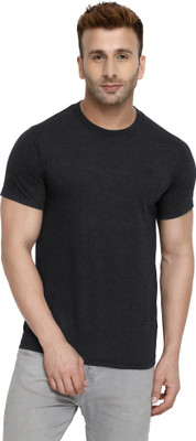 CHKOKKO Self Design Men Round Neck Black T-Shirt