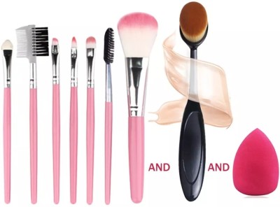 Bestop 7pcs Professional Makeup Brushes Set With Sponge Oval Brush WITH 1 PUFF(Pack of 9)