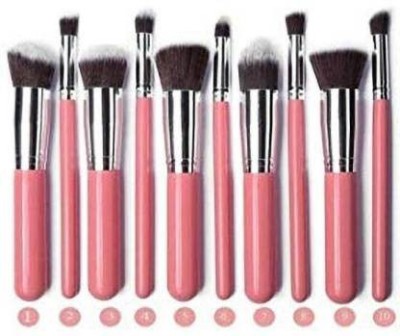 Crazy girl 10 Piece Soft Pink Makeup Brushes Set Portable Kabuki Brushes(Pack of 10)