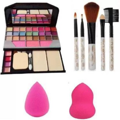 ClubComfort 6155 Makeup kit + 5 Pcs Makeup Brush + 2 Pc Blender Puff Combo (Pack of 4)(3 Items in the set)