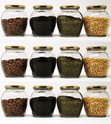 Antique Buyer Glass Grocery Container  - 355 ml(Pack of 12, Gold)