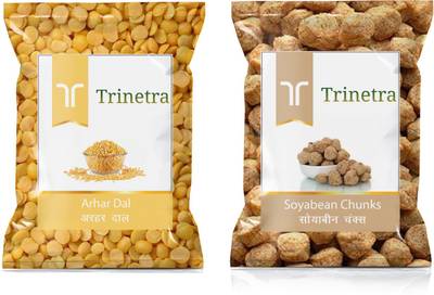 Trinetra Best Quality Soyabean Chunks 250GM & Arhar Dal 1KG Combo