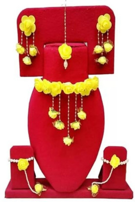 Radhe Krishna Creation Fabric Yellow Jewellery Set(Pack of 1)