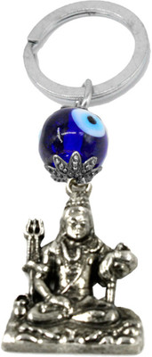 AFH Mahadev Bholenath & Blue Eye of Protection Key Ring - Spiritual Key Chain Key Chain
