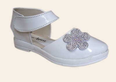 New latest Girls Velcro Flats(White , 7-8 year)